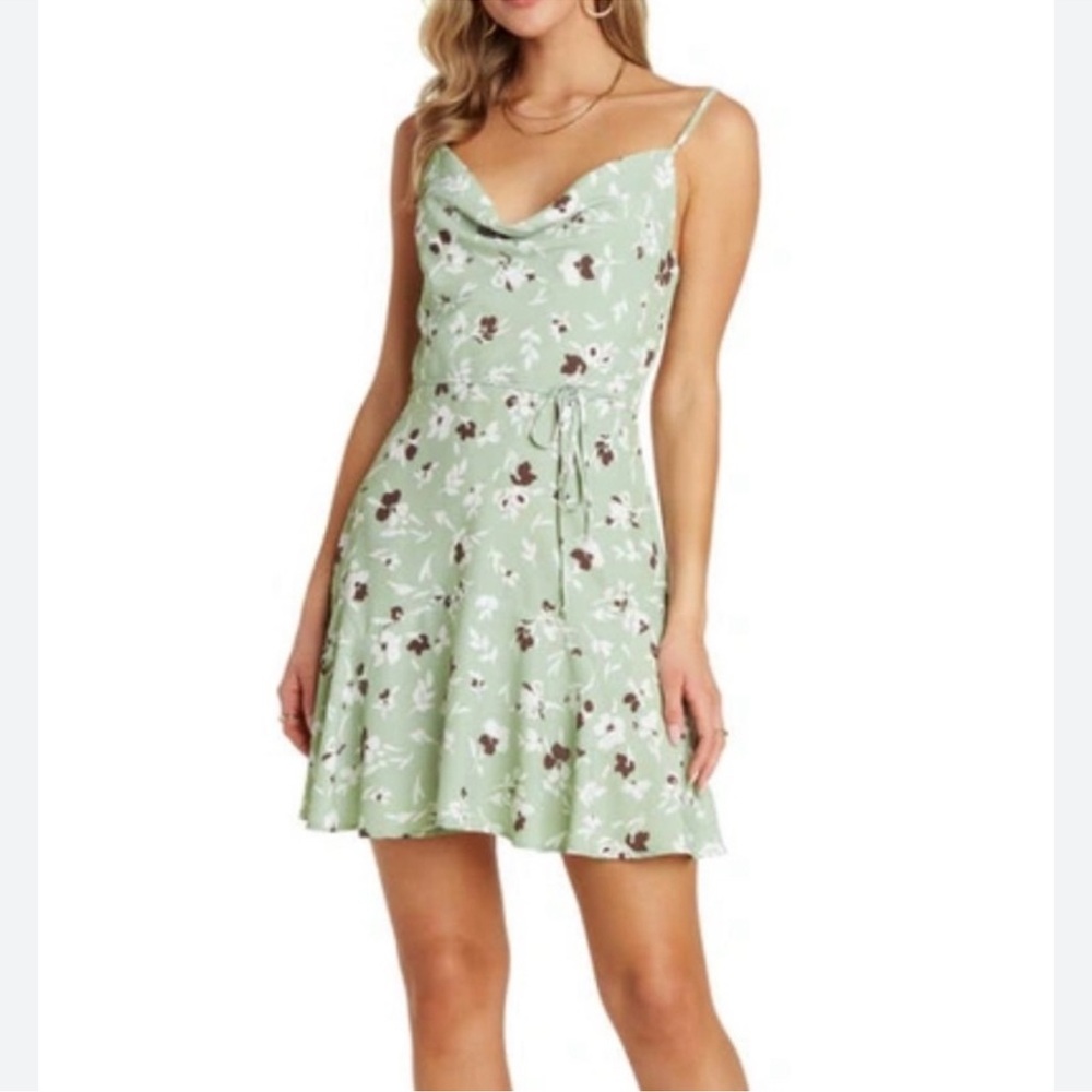 Anthropologie Willow Cowl Neck Pistachio Mini Dress Size Small